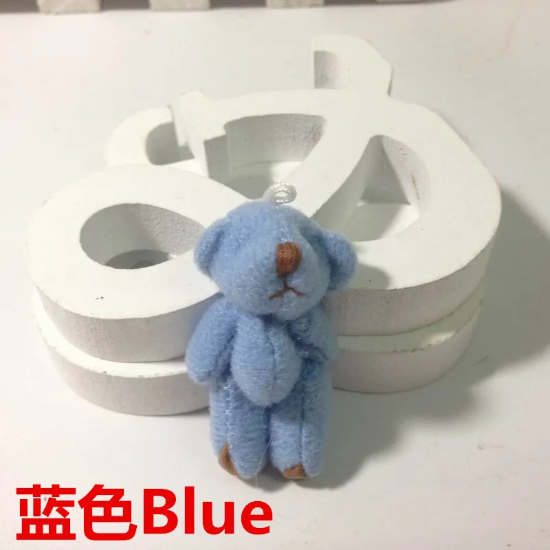 4.5 см(1.") плюшевые Совместное маленький мишка Подвески миниатюрный Мишка Брелок/bouqeut Jewellery аксессуар подарок мягкие Куклы - Высота: blue