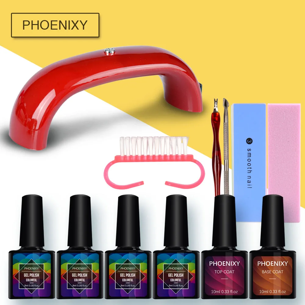 

All For Manicure 6W LED Lamp 4Pcs 8ml Nail Polish Set mini Set Semi Permanent Varnish Lacquer Manicure Tools Gel Nail Polish Set