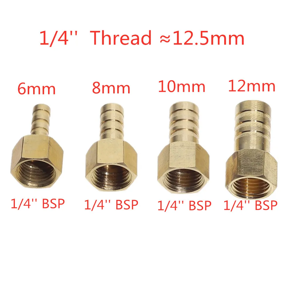 Латунный женский шланг для хвостового фитинга топливный воздушный газовый водяной шланг масляный 4 м-12 м 1/8 ''1/4'' 1/2''