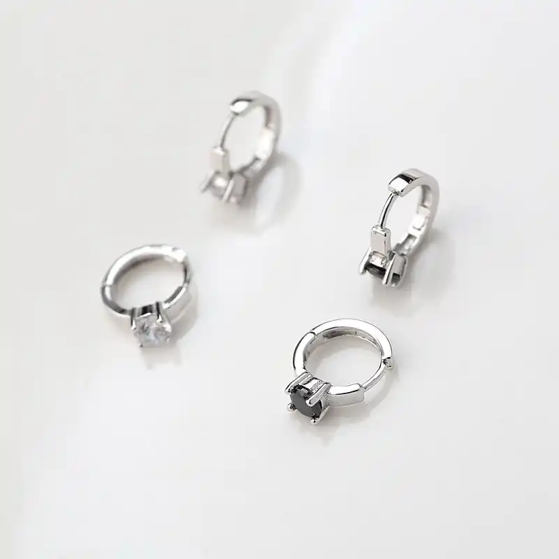 925 пробы серебряные серьги Мини дрель темперамент унисекс против аллергии ZC138