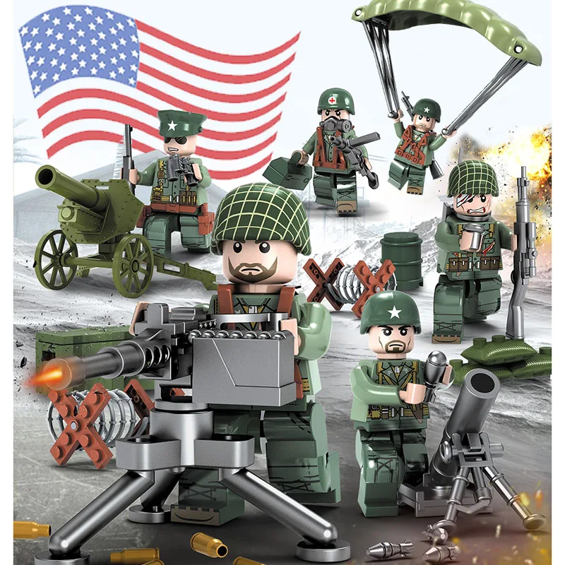 

WW2 Pacific War Battle Theater of Operation Military Building Block Brick USA Army Soldier Mini Figure Compatible with Lego Toy