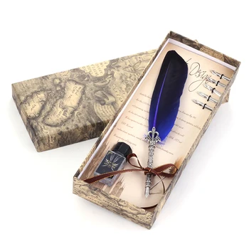 

Vintage feather pen Writing Fountain Pen gift set birthday creative gift dip pen set high-end gift box pen