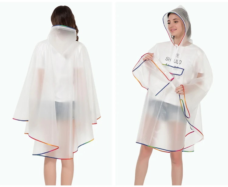 Модный качественный водонепроницаемый многоразовый пластик ЕВА женский дождевик Мужской плащ с капюшоном пончо для пеших прогулок верховой езды