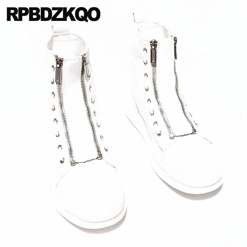

white short casual waterproof designer shoes men high quality autumn zipper trainer fall top boots sneakers ankle round toe male