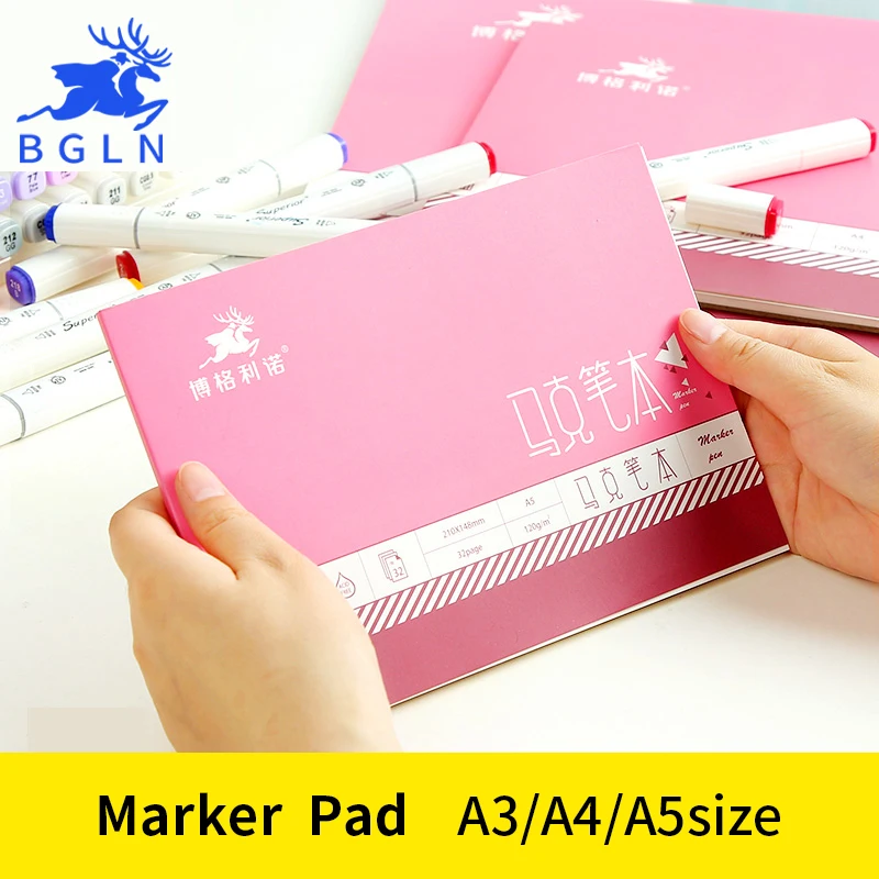 

BGLN A3/A4/A5 Proffessional Sketch Painting Marker Paper For Drawing Marker Pen Pad For School Student Artist Supplies