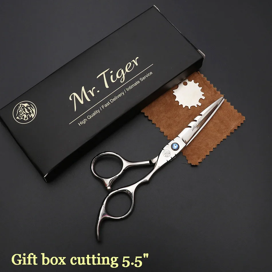 gift box cutting Ножницы для волос с острым лезвием, Профессиональные парикмахерские ножницы, парикмахерские ножницы, парикмахерские ножницы с бритвенным набором Makas 5,5 6,0 - Цвет: gift box cutting