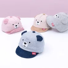¡Novedad! gorra de béisbol ajustable de oso de dibujos animados para niños para primavera y verano, gorra de algodón para recién nacidos, gorra suave para el sol, accesorios para bebés de 3 a 12M(China)