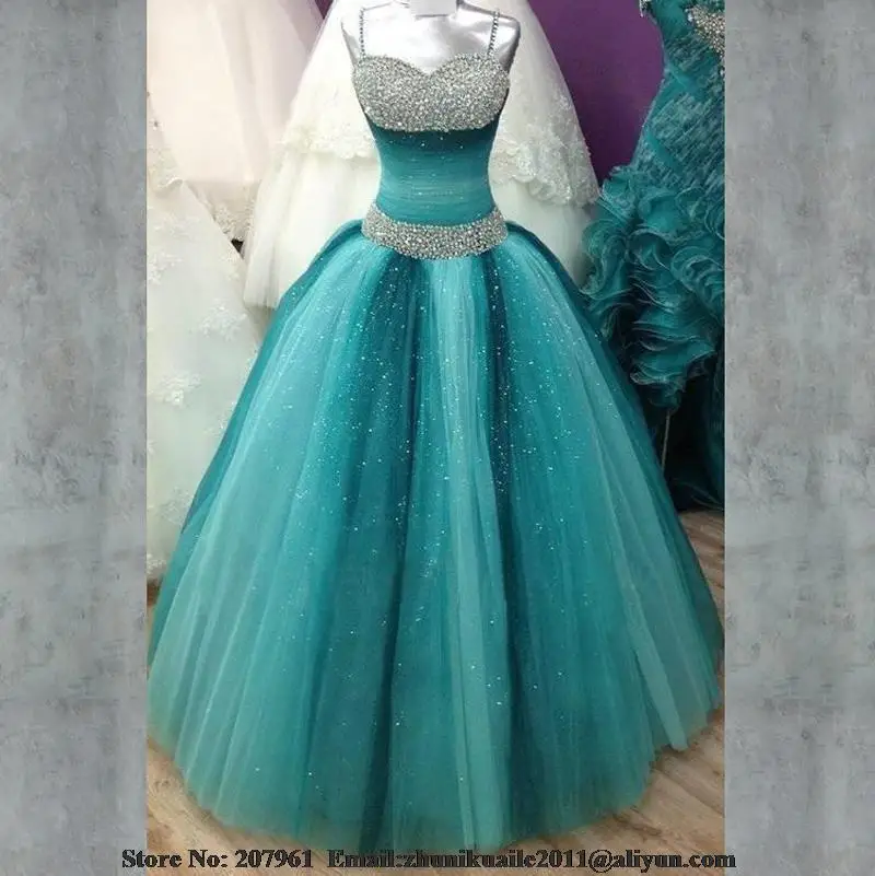 2016 New Turquoise Quinceanera Dresses Sweetheart Beading Quinceanera Ball Gowns Puffy Vintage Prom Dress sweet 16
