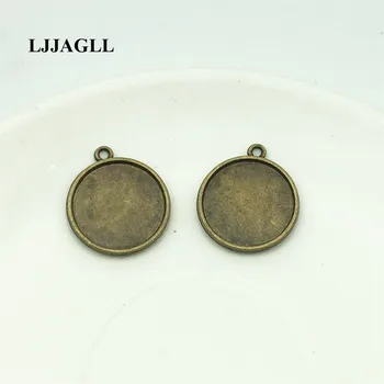 

LJJAGLL (10pcs/lot) Double Side Cabochon Setting Blank Round 20mm Cameo Tray Bezel Zinc Pendant Fit Jewelry Diy Making AXDT035