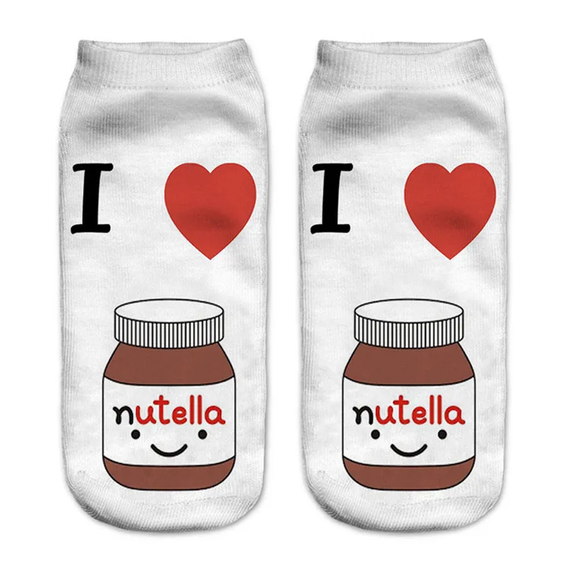 Модные забавные носки с 3d принтом милые белые носки унисекс с 3D принтом «nutella» популярные женские модные носки унисекс с рисунком кота