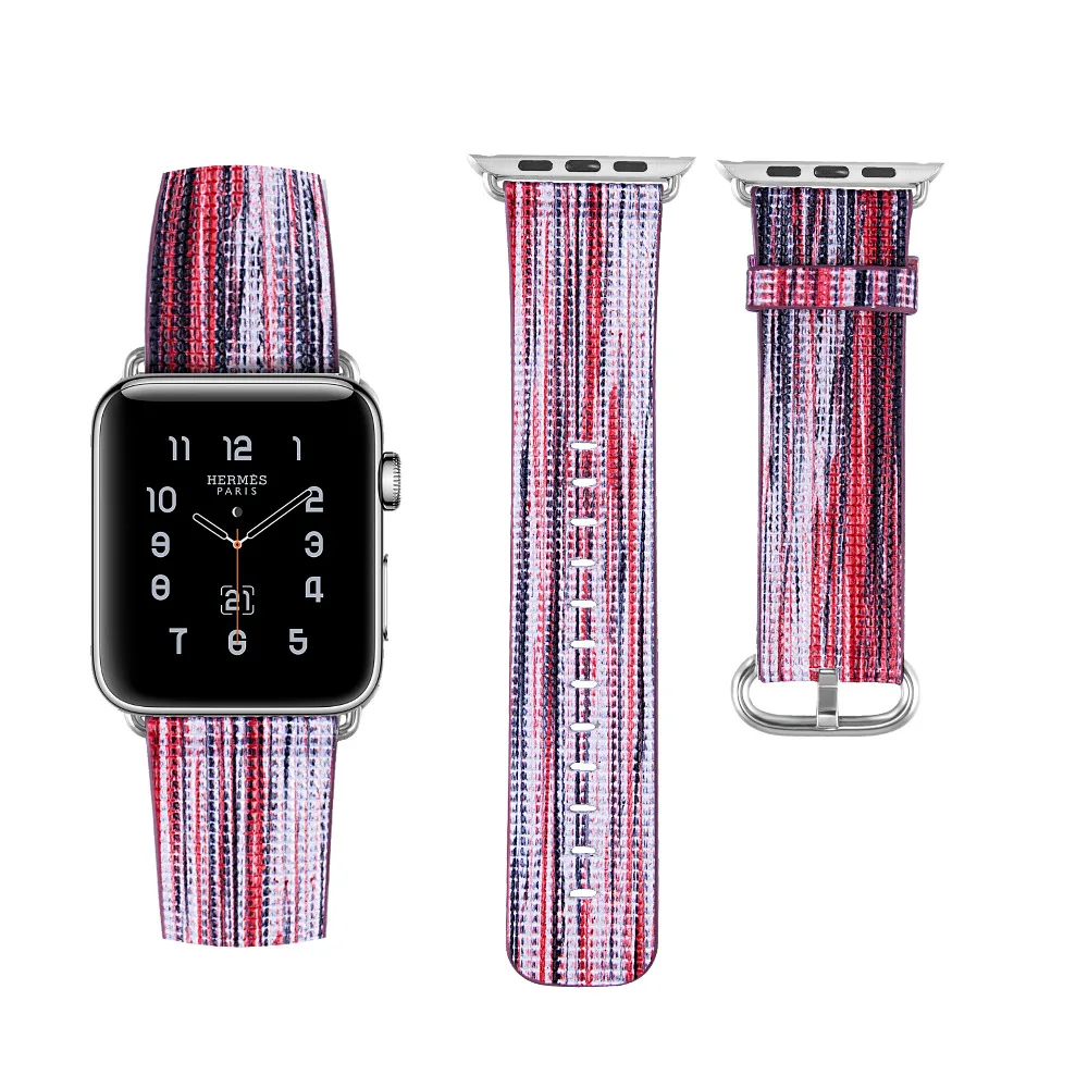 Кожаный ремешок для apple watch band apple watch 4 3 42 мм/44 мм с цветочным принтом correa iwatch band 40 мм/38 мм ремешок для браслета