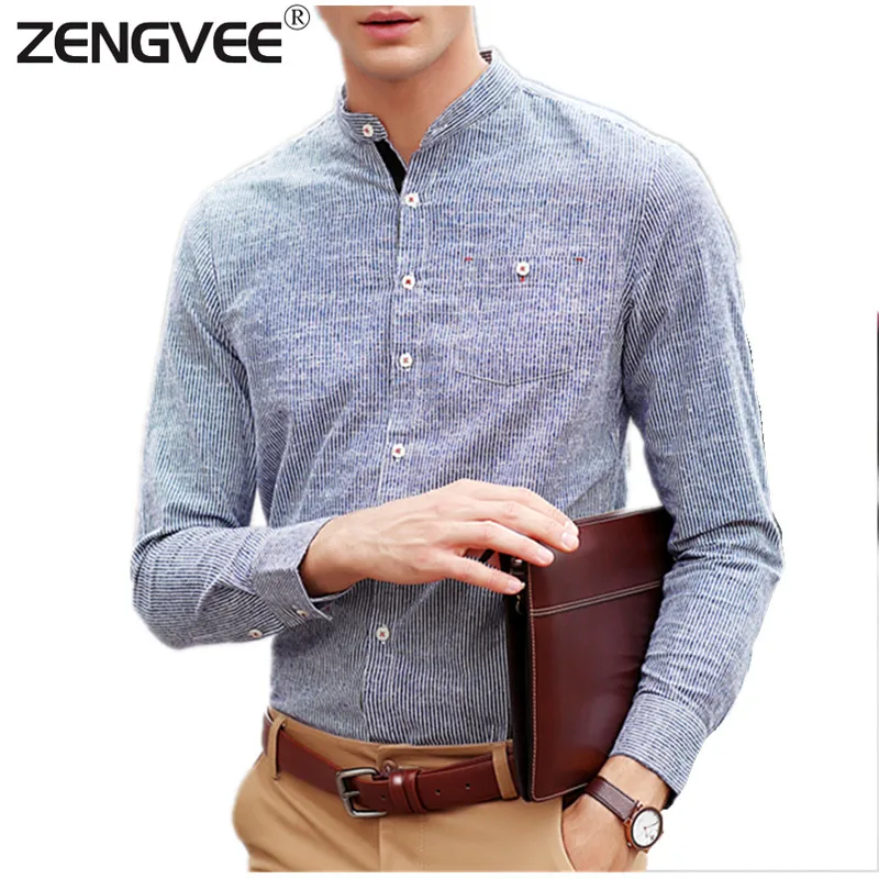 2016 Camisa Masculina Fit Хлопок Тонкий Полный Мужчины Рубашка Мода Полосой Случайные