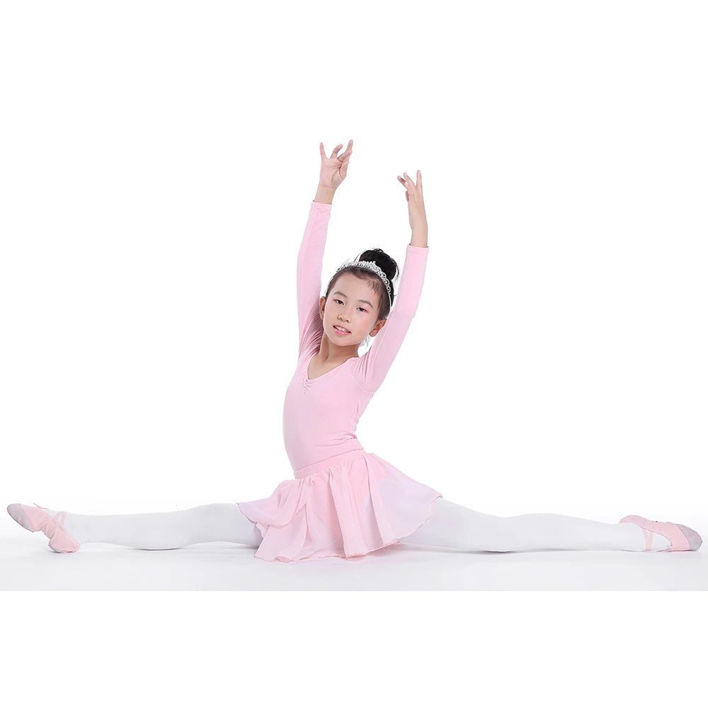 Гимнастическое трико для девочек; танцевальный костюм; платье балерины; детское балетное платье-пачка; детская юбка с длинными рукавами