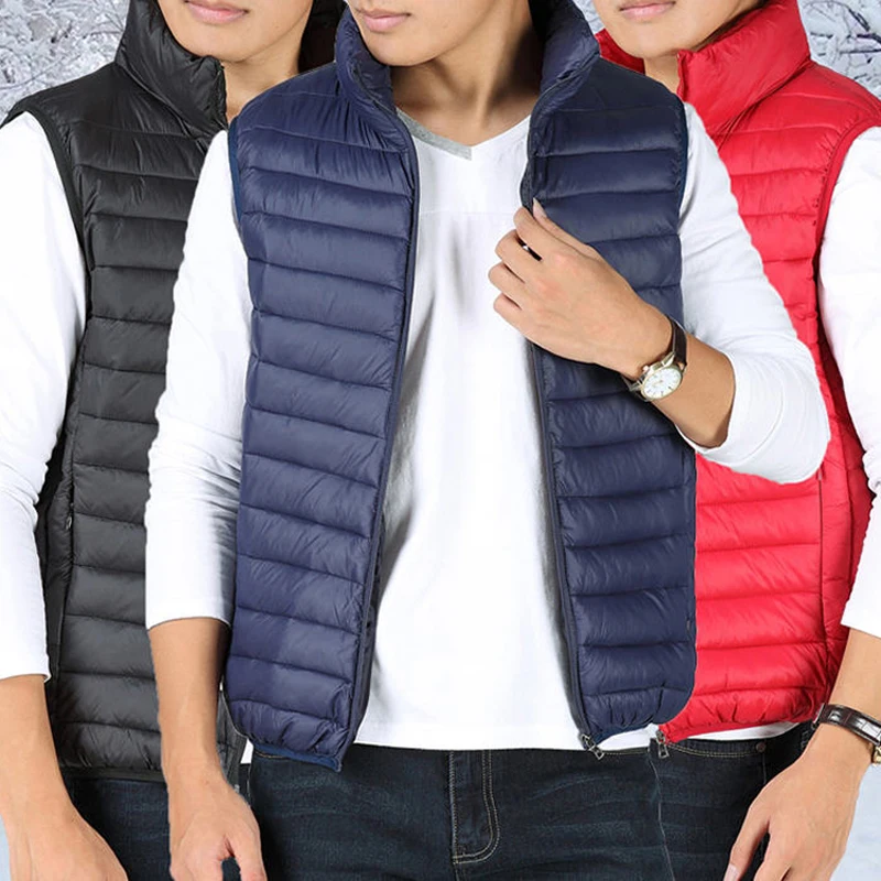 New 2018 Autumn Winter Men Cotton Vests Male Stand Collar Plus Size