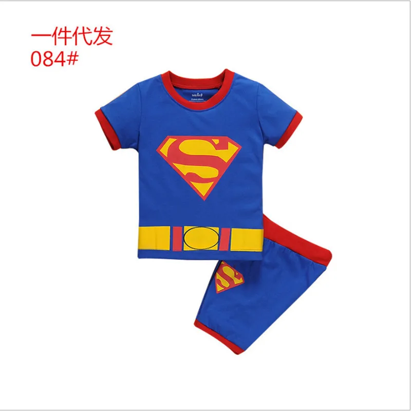 

summer Superhero superman Cosplay boys Pajamas T-shirt 2-8Y boys Sleepwear Suit for Children Boys T shirts gifts beach Clothes