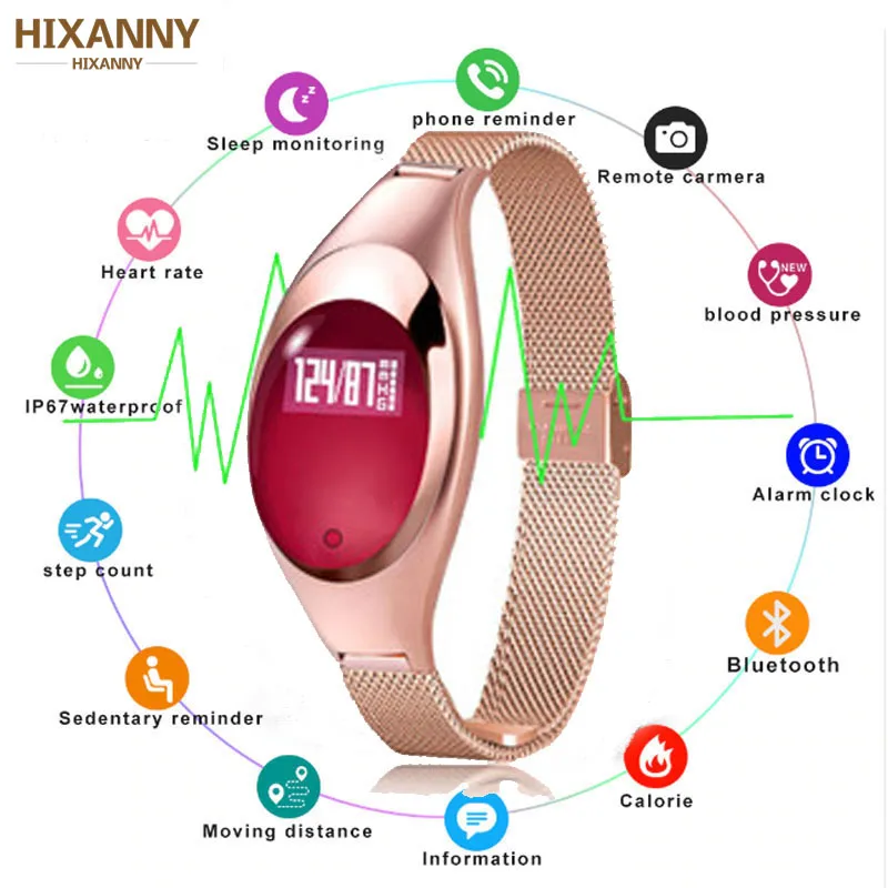 

Z18 Women Smart Band Blood Pressure Smart Watch Heart Rate Monitor Smart Bracelet Fitness Tracker smartband health wristband
