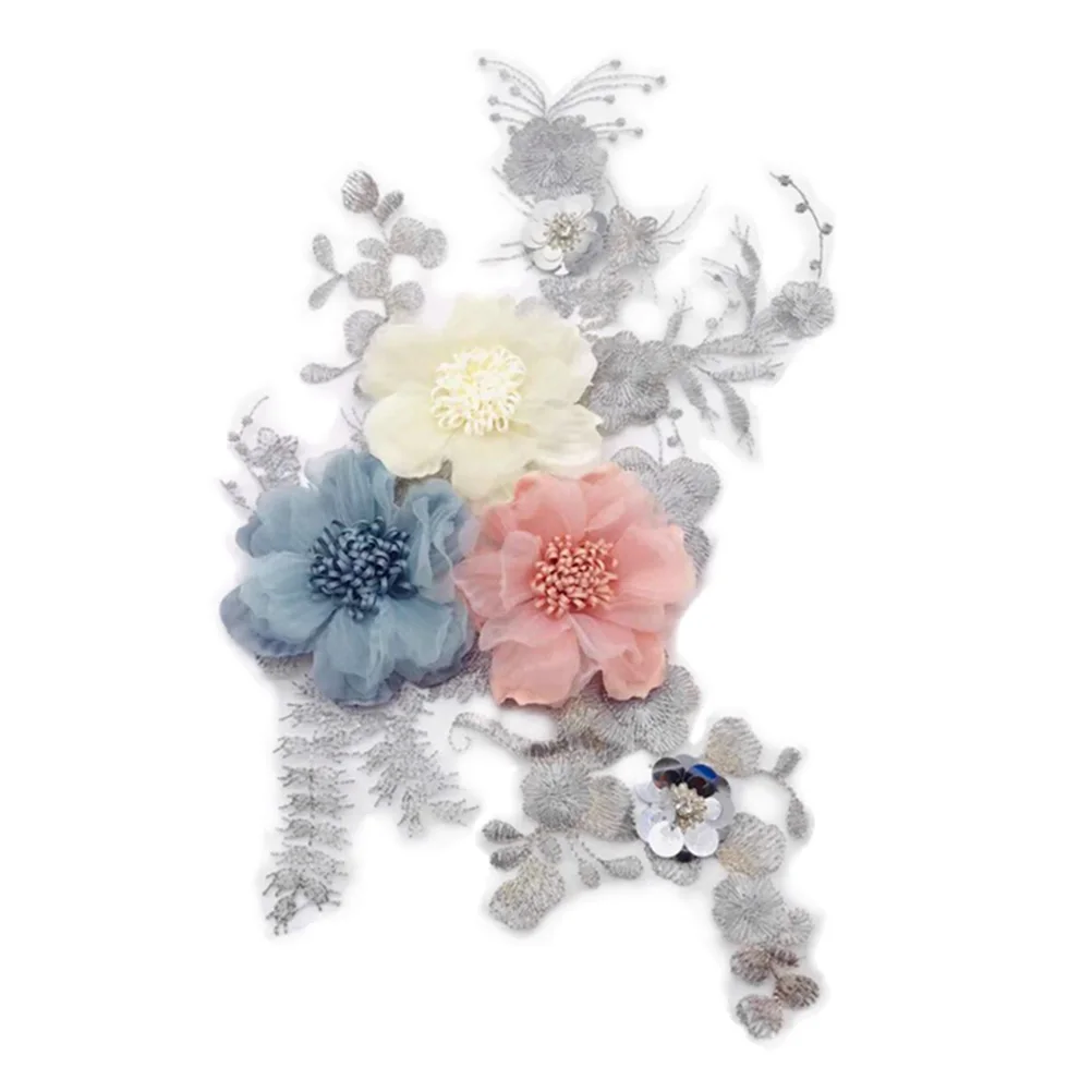 Красочные Кружева цветочные трехмерные Швейные патчи Модный с цветком в форме ручной работы патч одежда аксессуары патч