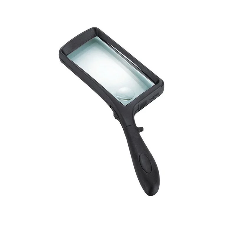 2X 4X Rectangular Magnifying Glass Folding Handle Magnifier with Light