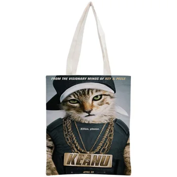 

Custom Keanu Tote Bag Reusable Handbag Shopping Bags Two Sides Women Shoulder Cloth Pouch Foldable Cotton Canvas