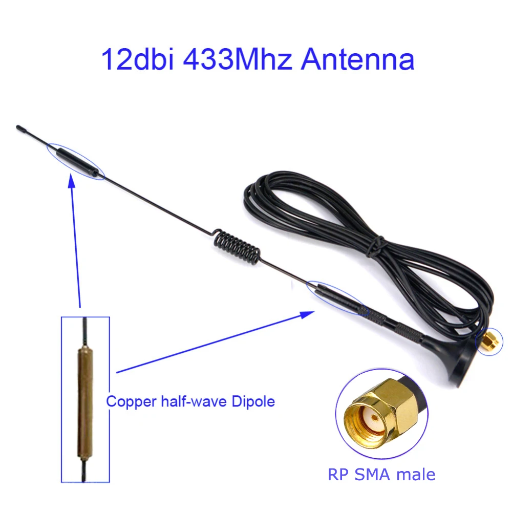 2 шт. 12dbi 433 МГц Антенна полуволна дипольная антенна SMA мужской/RP SMA Мужской Магнитный для Ham радио усилитель сигнала беспроводной повторитель