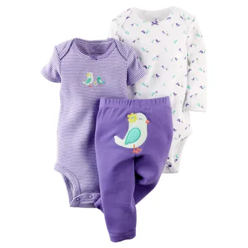

3pcs Baby Girl Boy Newborn Kids Clothing Sets Spring Autumn Rompers Playsuit Jumpsuit + Pants Trousers Bebe Infant Cute Clothes