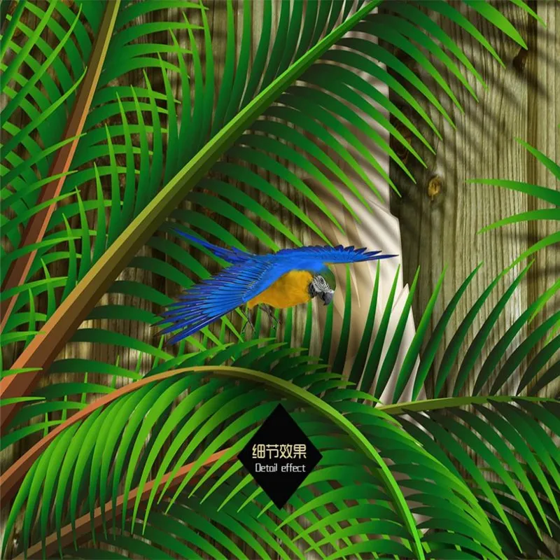 Custom wallpaper Mediterranean tropical bird forest Southeast Asia living room wall decoration waterproof material Custom wallpaper Mediterranean tropical bird forest Southeast Asia living room wall decoration waterproof material