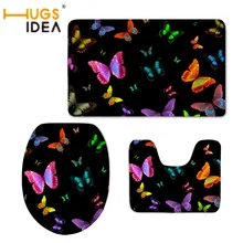HUGSIDEA WC аксессуары 3D Бабочка печать чехол для сиденья унитаза коврик сопротивление скольжению ковер Теплый Мягкий Ванная комната Домашний отель Декор