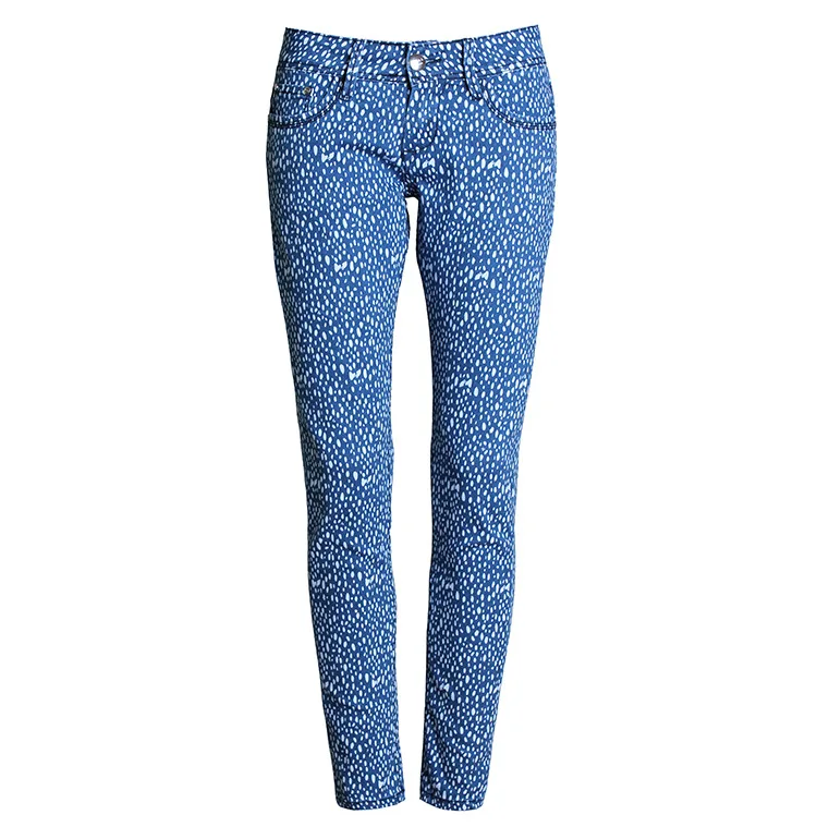 Женские синие джинсы в горошек, большие размеры, с покрытием, с низкой талией, сексуальные летние модные колготки, Длинные растягивающиеся обтягивающие джинсы, Femme - Цвет: Blue