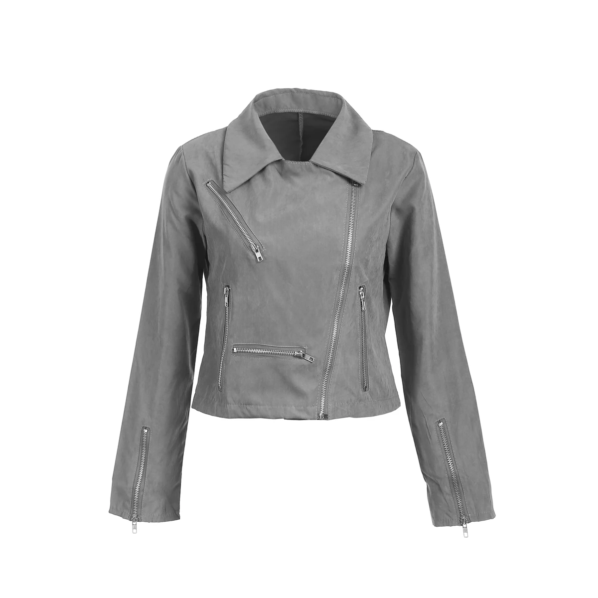 Women Ladies Leather Jacket Coats Zip Up Biker Casual Flight Top Coat Outwear