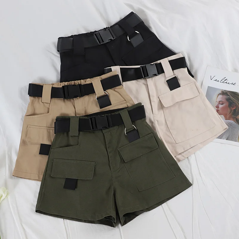 

Spring Summer Shorts Women Clothes 2019 High Waist Shorts Korean Casual Overalls for Women with Belt Short Feminino 11705 ZT2592