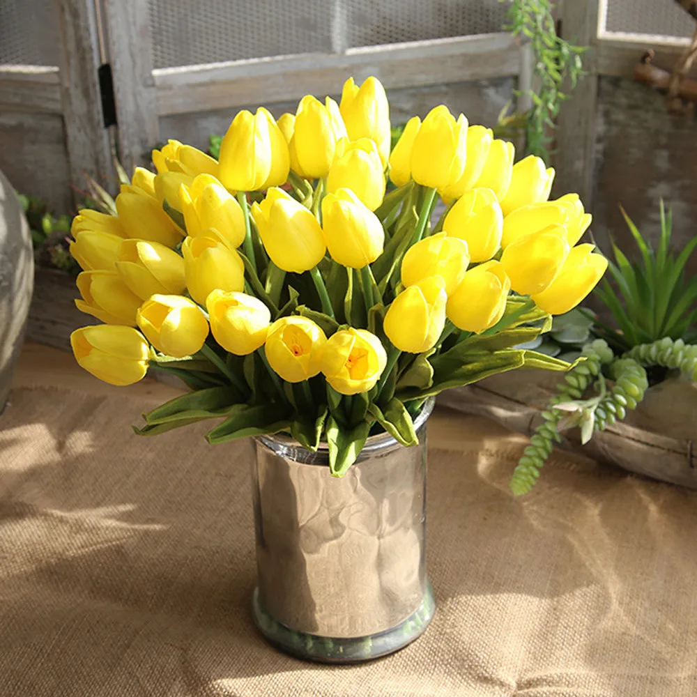 

5pcs Artificial Flower 2019 New Arrival Fake Flowers Tulip Bouquet Floral Wedding Bouquet Party Home Decor A bunch 5Pcs Flower