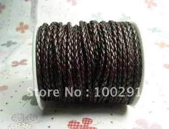 

Free shipping!! 100meter/lot 3MM high-grade circle leather string/knitting leather string(brown)