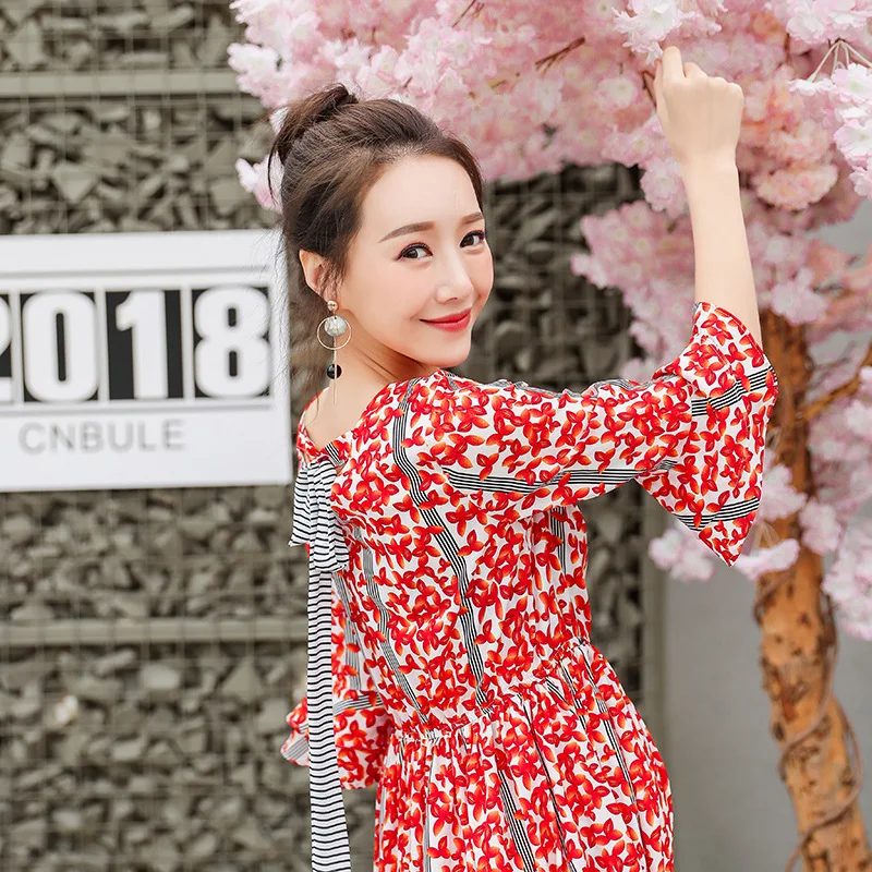 

Ruffle Sleeve Floral Maternity Beach Dress for Pregnant Women V Neck Ties Knot Sexy Sundress Elegant Holiday Maternity Clothes