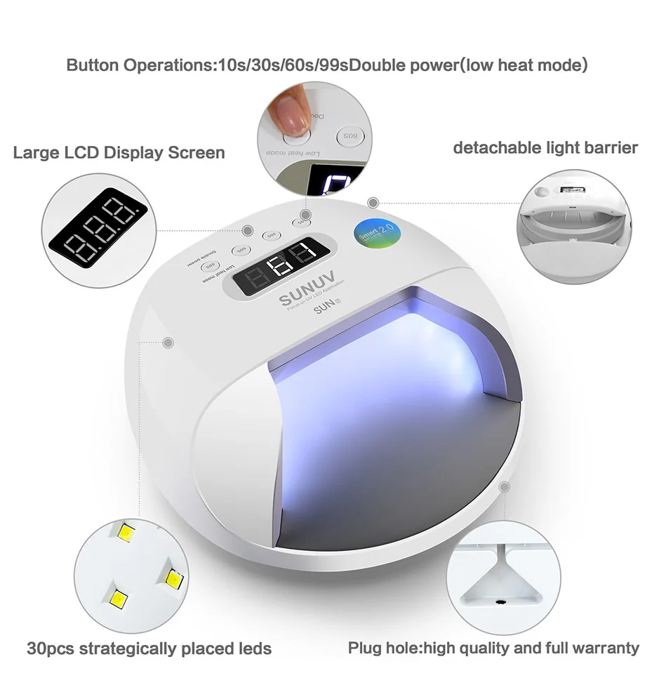 SUNUV 48 Вт SUN7 беспроводной профессиональный светодиодный УФ-лампа для ногтей светодиодный светильник для ногтей Сушилка для ногтей УФ-лампа с батареей
