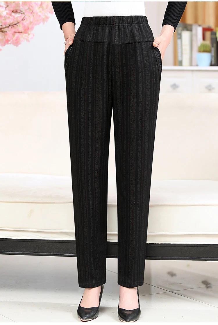 8Xl для женщин среднего возраста, плюс бархатные брюки размера плюс с эластичной талией, женские брюки большого размера, теплые женские зимние брюки DV108