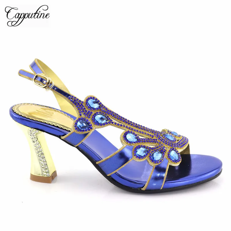 

Capputine Newest African Design Elegant Pumps Shoes For Wedding Summer Rhinestone High Heels Sandals For Party Size 38-42