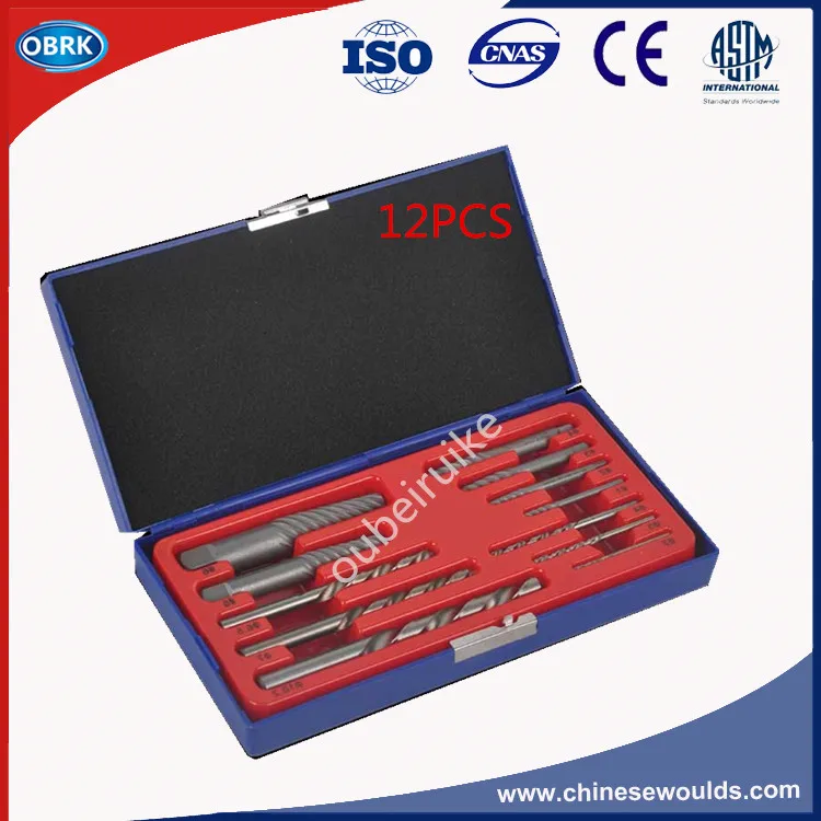 12PCS Screw Thread Cutting Tools Broken Screw Extractor Puller Setset