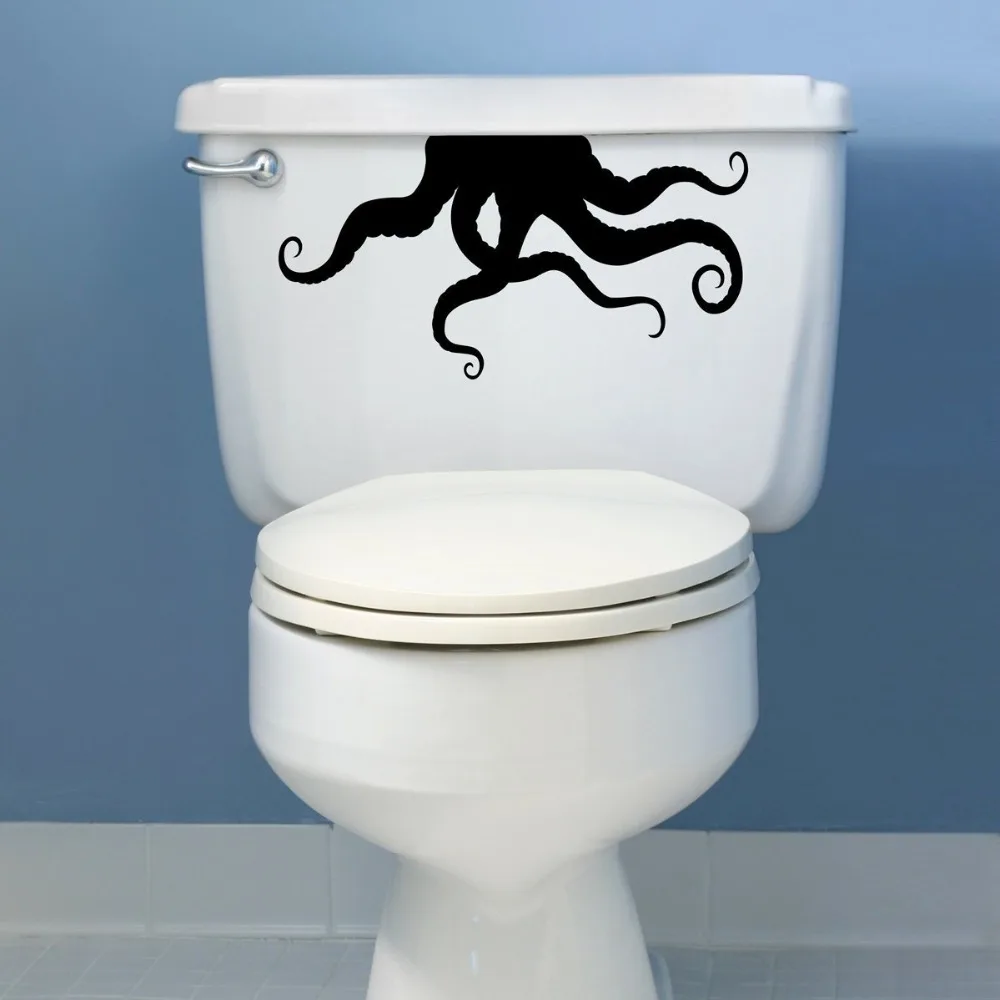 Octopus Design Wall Sticker Toilet Art for Funny Bathroom Decoration Ideas