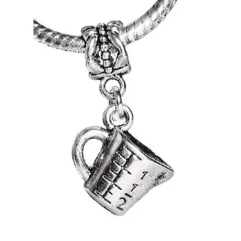 

100pcs Zinc Alloy Measuring Cup Baking Chef Cooking Pendants Charms for European Bracelet 27.5 mm x 15 mm