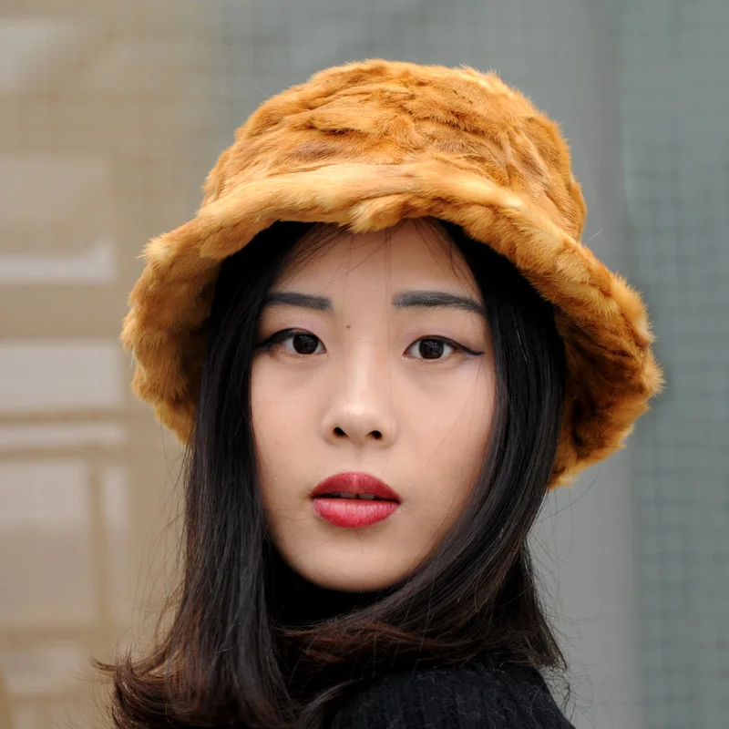 

CX-C-173C European Fashion Patchwork Real Mink Fur Women Winter Hat