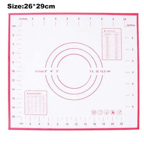 26x29 см 40x30 см антипригарный силиконовый тестомес длявыпечки для теста подкладочный лист для раскатывания теста вкладыш коврик силиконовый коврик для выпечки формы для выпечки - Цвет: Red 26x29cm