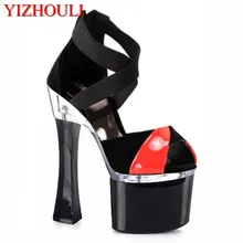Босоножки на высоком каблуке 18 см Европа и США туфли для ночного клуба цветные женские туфли больших размеров на высокой платформе и на каблуке
