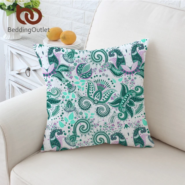 Beddingoutlet Paisley Cushion Cover Green Fl Pillowcase Sofa Bed Beddingoutlet Paisley Cushion Cover Green Fl Pillowcase Sofa Bed Throw Microfiber Decorative Pillow 45x45cm