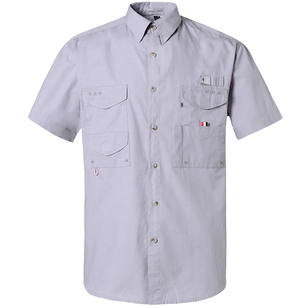 Повседневные рубашки для рыбалки с коротким рукавом, впитывающая ткань, защита от солнца, быстросохнущие, для улицы, мужские летние рубашки, дышащие рубашки для кемпинга - Цвет: 9603