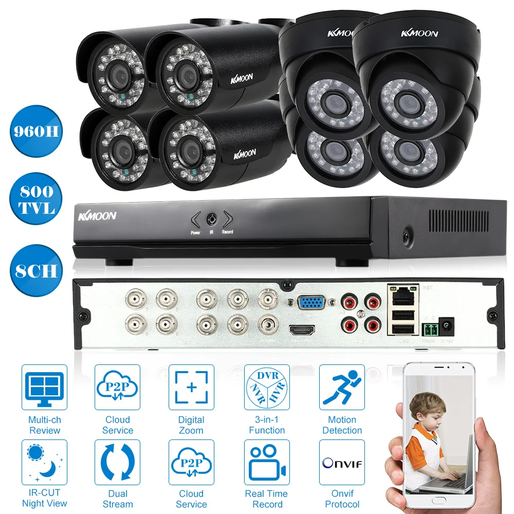 KKmoon 8CH Full 960H/D1 DVR Recorder Security Camera System Onvif 8CH