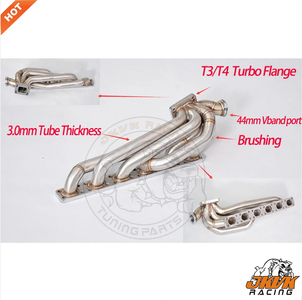 

JKVK RACING 3.0mm thick Equal Length TURBO HEADER Fits E36 T3/T4 TOP MOUNT Turbo Manifold M50 M52 S50 S52 1992- 1998