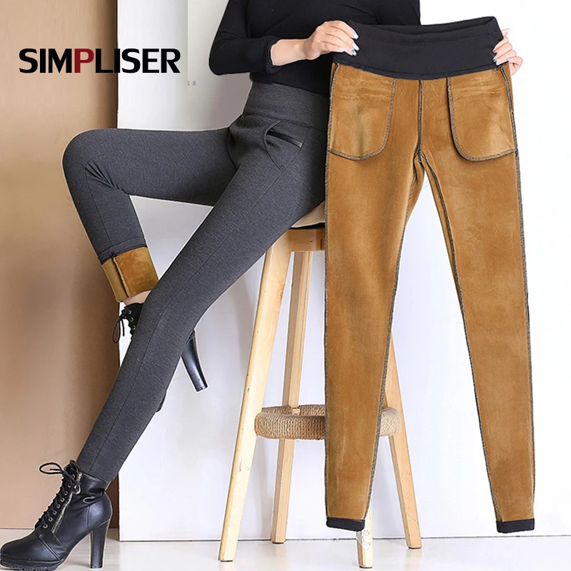 

Big Sizes Women Winter Warm Trousers Plus Size 5xl Black Grey Blue Fleece Pencil Pants High Waist Stretch Casual Work Pants 2018