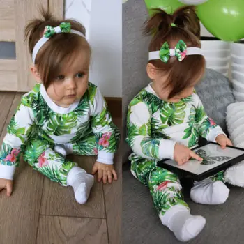 

Newborn Infant Baby Girl clothes Flamingo Tops Shirt Long Pants headband 3Pcs Outfits Clothes set