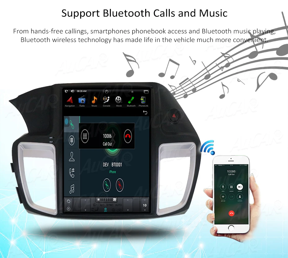 Excellent Aucar Tesla Style 2 din car radio gps navigation for Honda Accord 2013-2017 Android 8.1 autorado multimidia cassette player 13