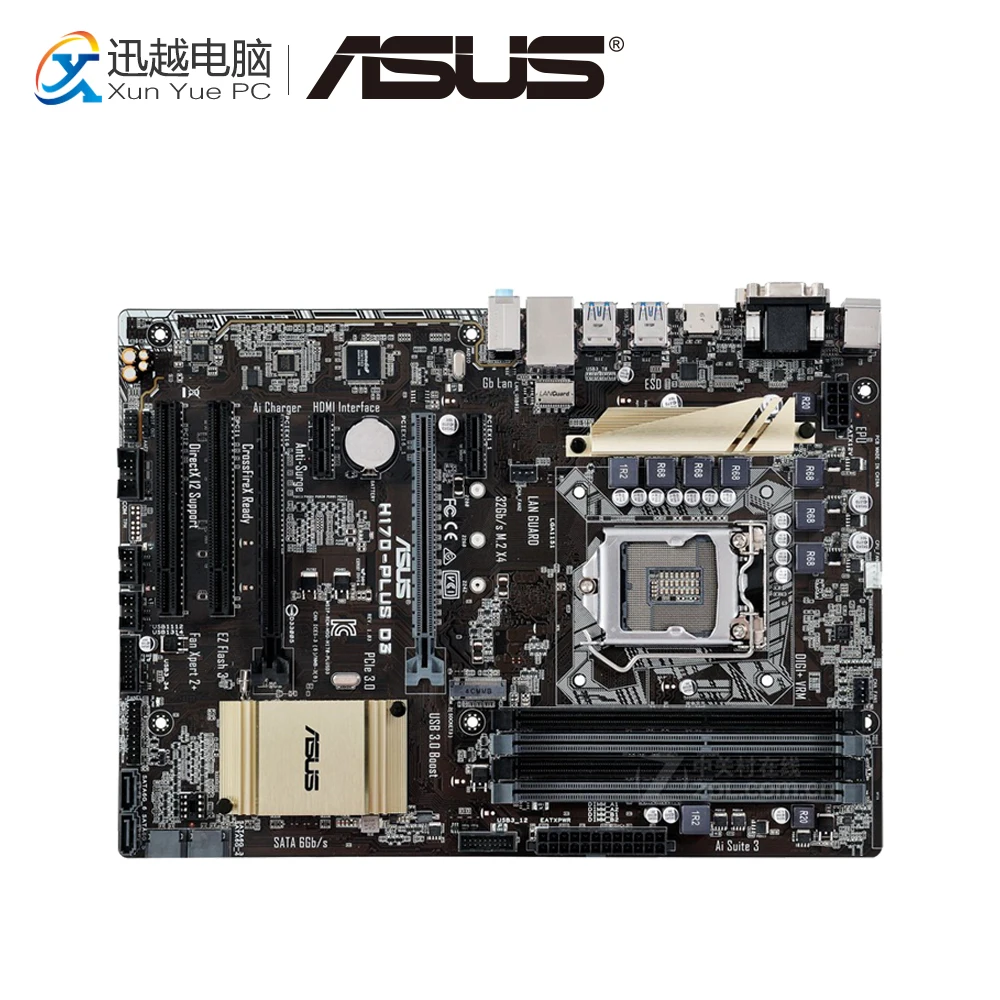 

Asus H170-PLUS D3 Desktop Motherboard B170 Socket LGA 1151 For Core i7 i5 i3 DDR3 64G SATA3 USB3.0 ATX Original Used Mainboard
